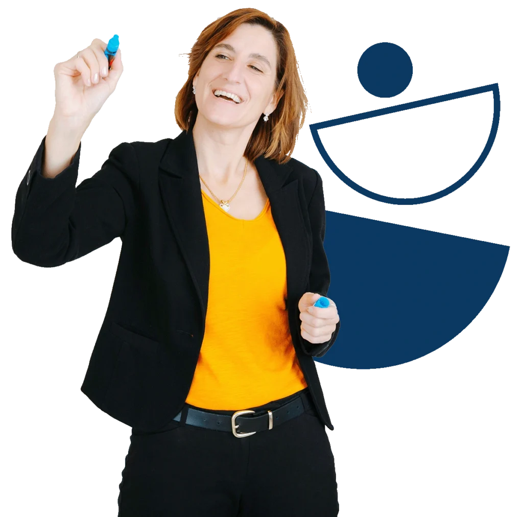 Jasmin Wildauer mit Textmarker in der Hand erklärt Strategien für Veränderung und Wachstum